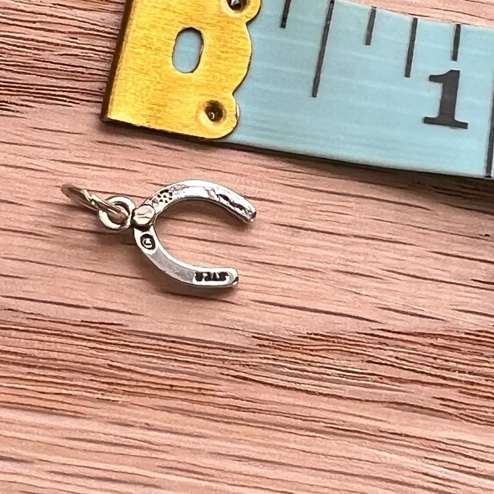 Horseshoe Charm | Teeny Tiny Vintage Sterling Silver | NOS - Picture 5 of 5